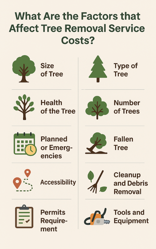 what are the factors that affect tree removal service costs